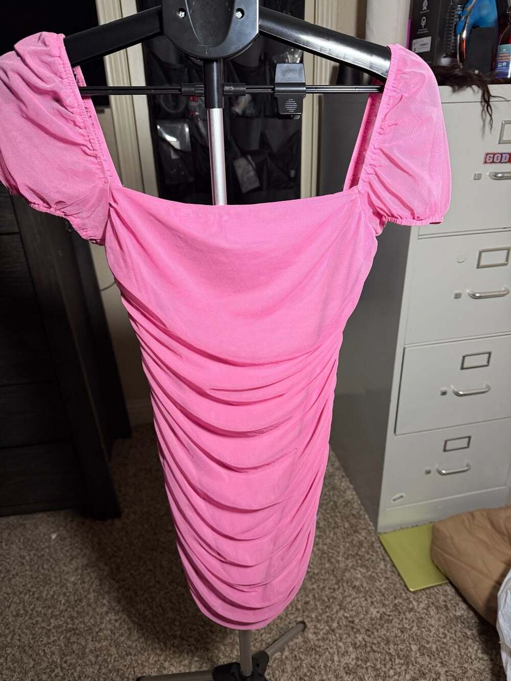 Princess Polly Pink Mesh Ruched Bodycon Mini Dress